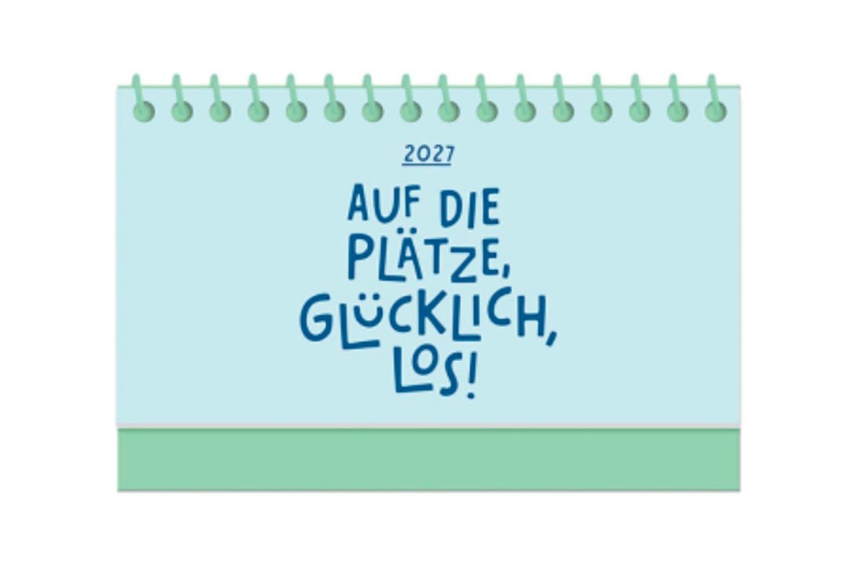 Mini Kalender 2027 Auf die Plätze, glücklich los! Aufsteller Grafik Werkstatt