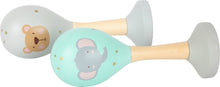 Load the picture into the gallery viewer, Musikrassel Pastell Baby Greiflinge Rassel Holz2