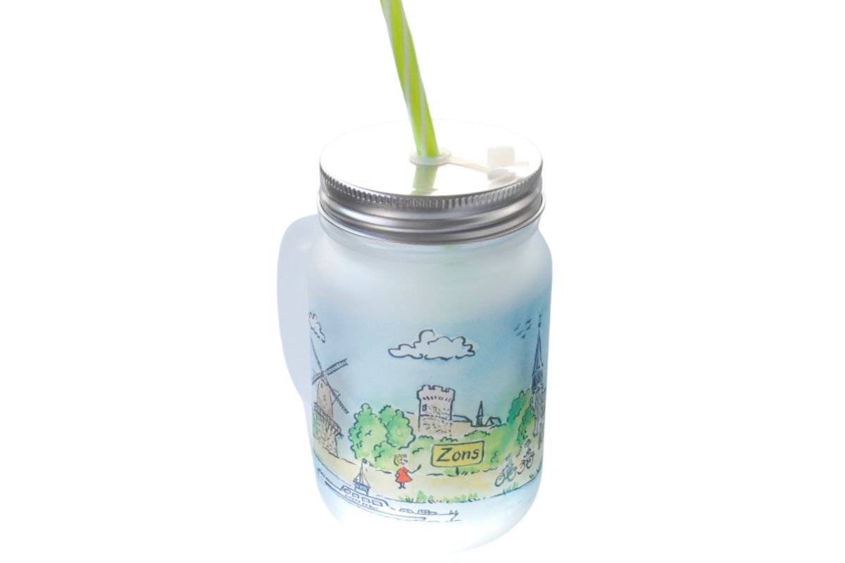 Schraubglas mit Strohhalm 450ml Zons am Rhein Souvenir Feste Zons14