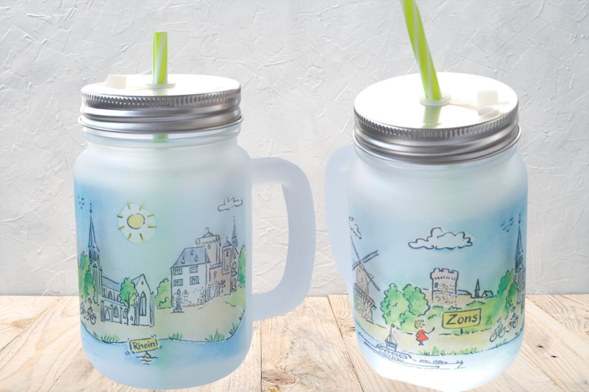 Schraubglas mit Strohhalm 450ml Zons am Rhein Souvenir Feste Zons13