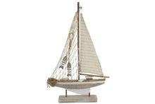 Lade das Bild in den Galerie-Viewer, Segelboot mit Fischernetz Holz Küsten Deko Maritimer Stil