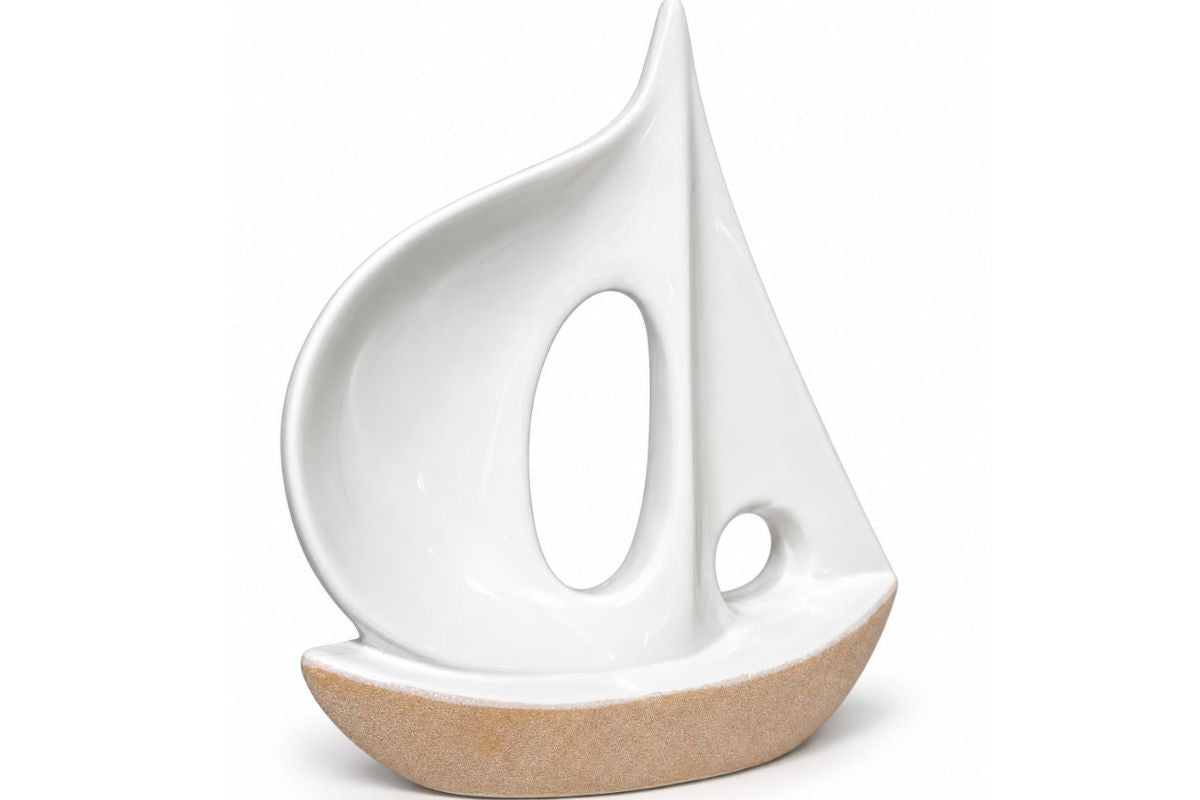 Segelschiff Porzellan Küsten Deko Maritimer Stil Weiß / Beige4