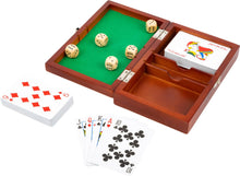 Lade das Bild in den Galerie-Viewer, Spielebox Karten Und Würfel Gesellschaftsspiele Holz Box