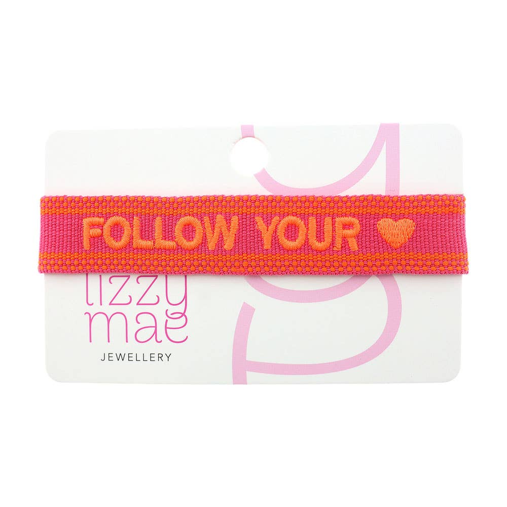 Statement-Armband Folge deinem Herzen Pink Boho Hippie Stil
