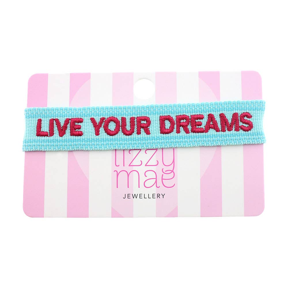 Statement-Armband Lebe deine Träume Blau Boho Hippie