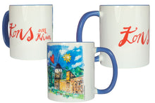 Lade das Bild in den Galerie-Viewer, Kaffeebecher Kaffeetasse Zons am Rhein Tasse Souvenir Tasse Blau