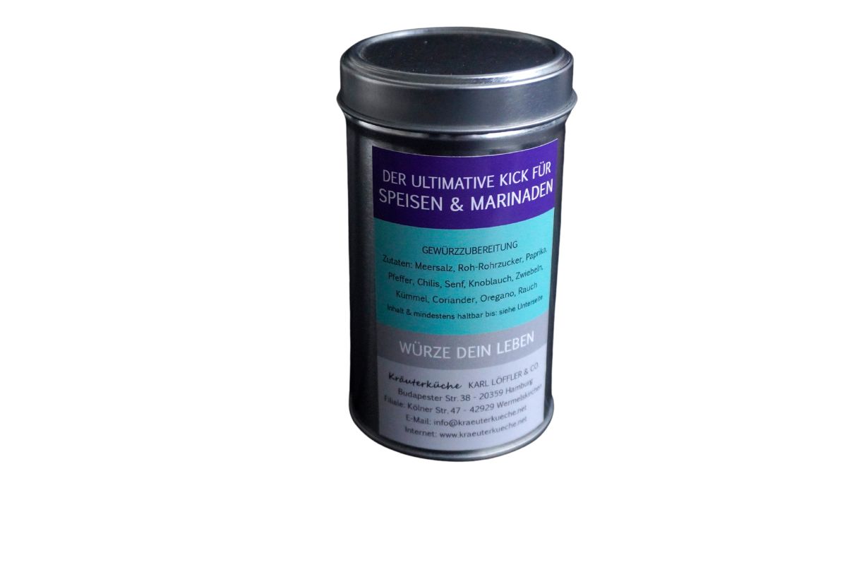 Wilde Orgie von Kräuterküche Gewürzzubereitung Hand abgefüllt 125gr. Dose10