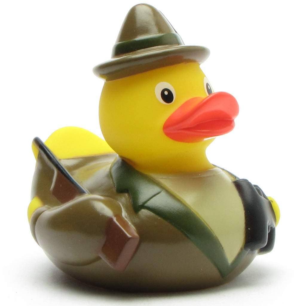 Badeente Jäger - Gummiente Badespaß ab 18 Monaten