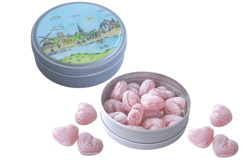 Bonbon Dose Zons am Rhein Souvenir Kirschgeschmack Herzchen 50g Feste Zons