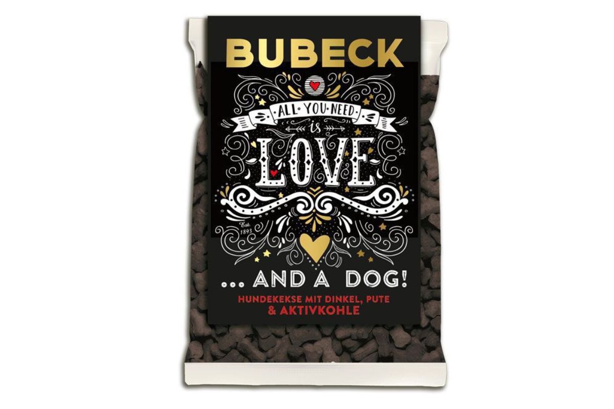Bubeck Black Craft Hundekuchen Weizenfrei Dinkel & Aktivkohle 210g "All you need is Love And A Dog"