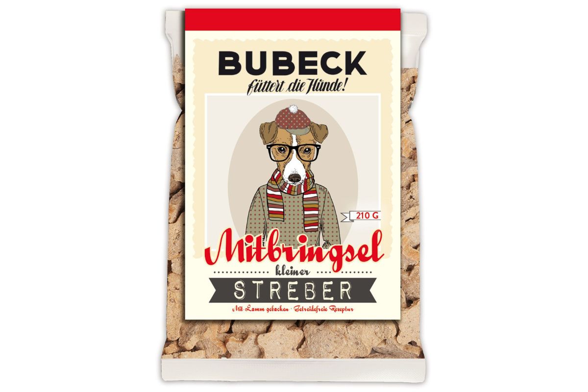 Bubeck Hundekuchen Mitbringsel Getreidefrei Classic Hipster 210g "Streber!"
