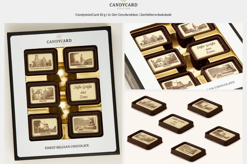 Candyminicard Belgische Schokolade Vollmilch Zonsliebe 6x10g Souvenir Andenken Feste Zons