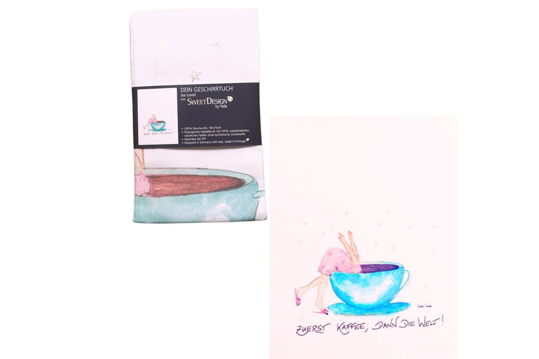 Dein Geschirrtuch Sweet Design by Nala Karin Tauer Zuerst Kaffee, Dann Die Welt!