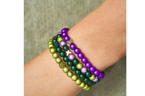 Ella in Love Perlenarmband 4er Set Grün Schmetterlinge & Glitzerperle2