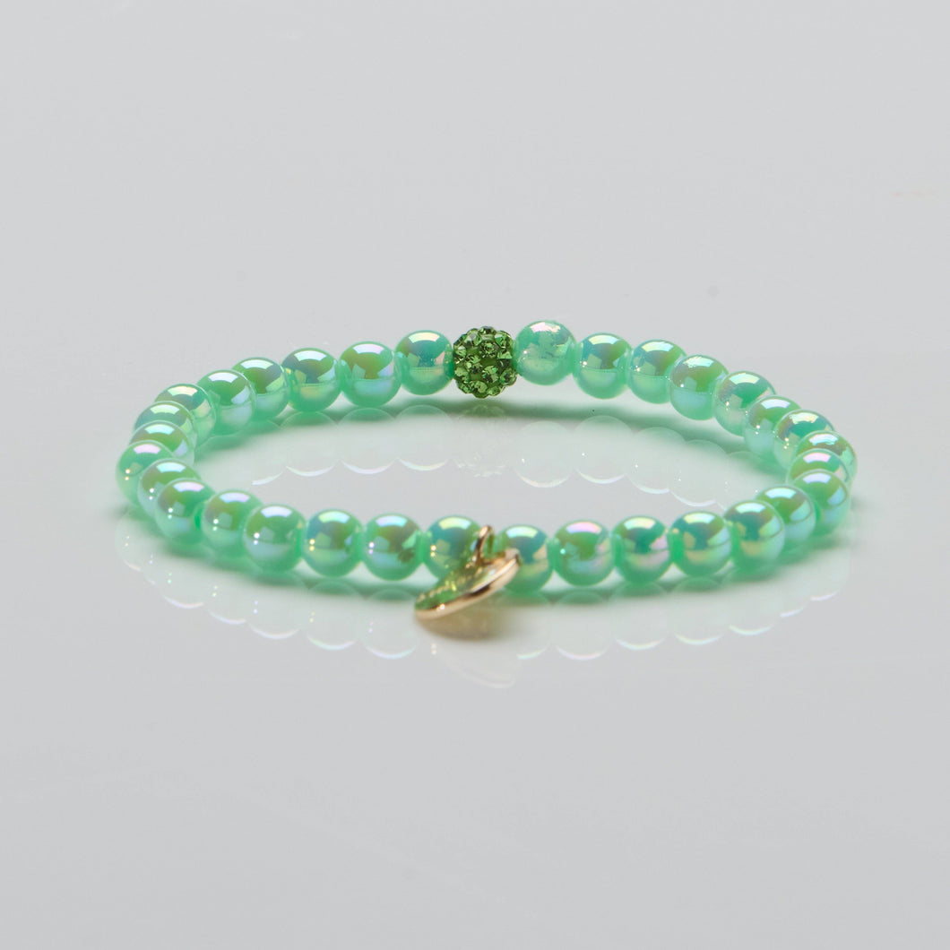 Ella in Love Perlenarmband 6mm Ø Ocean Mint mit Glitzerperle