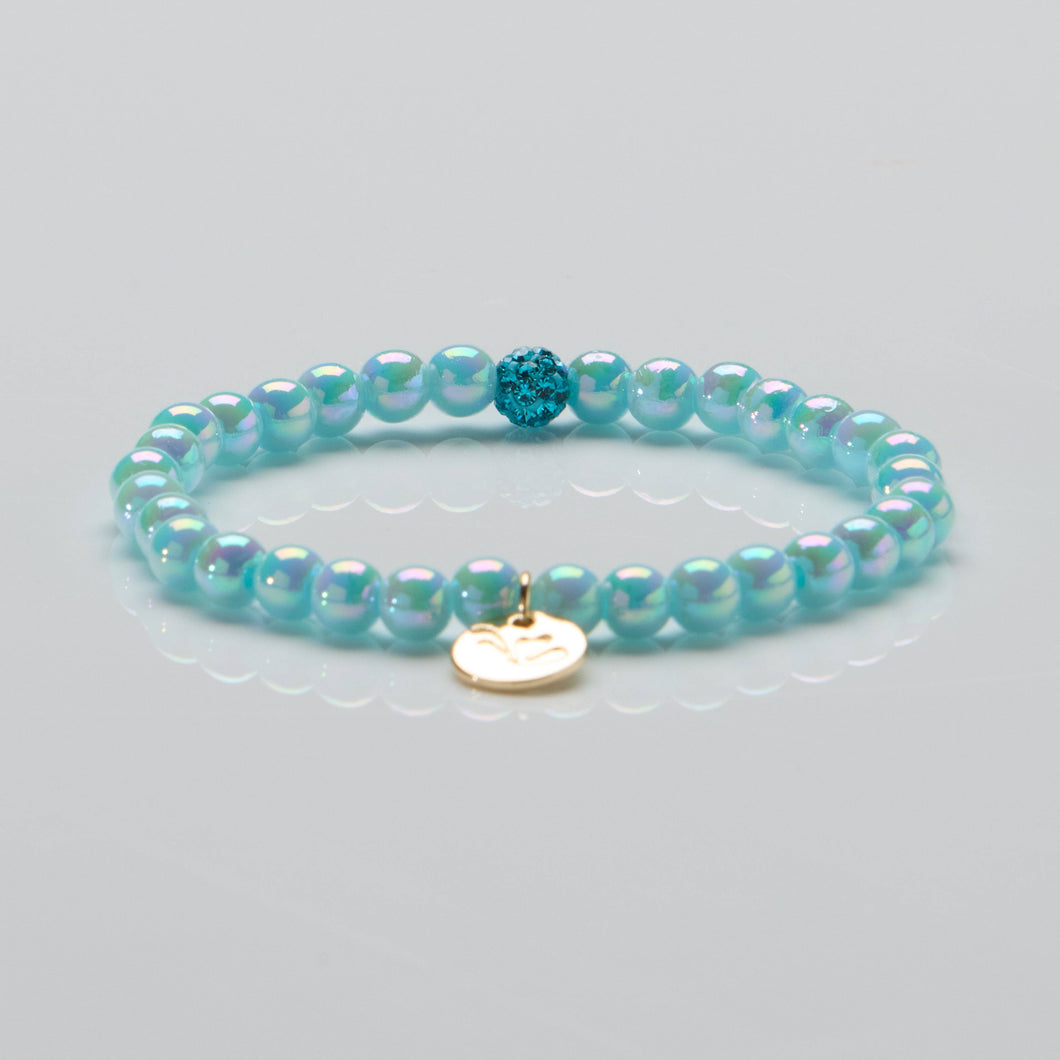 Ella in Love Perlenarmband 6mm Ø mit Glitzerperle Azure Pearl