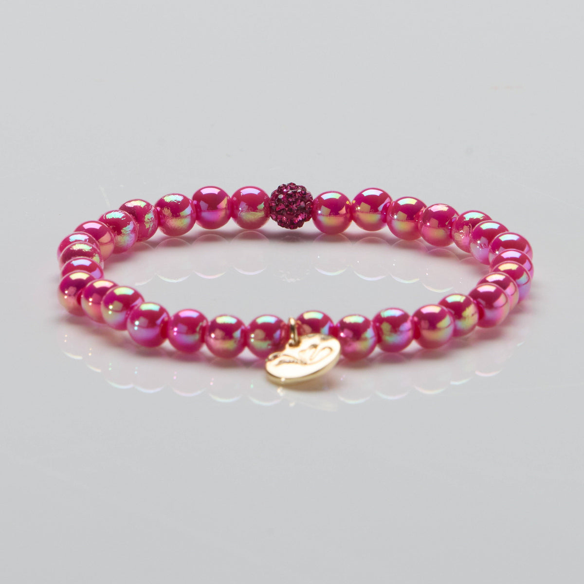 Ella in Love Perlenarmband 6mm Ø mit Glitzerperle Pink Mirage 