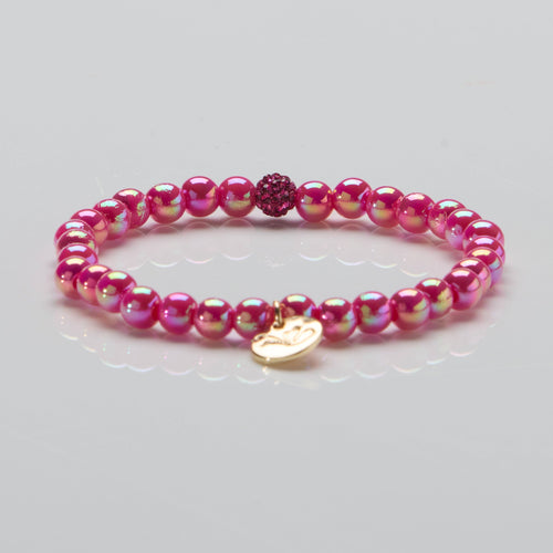 Ella in Love Perlenarmband 6mm Ø mit Glitzerperle Pink Mirage 
