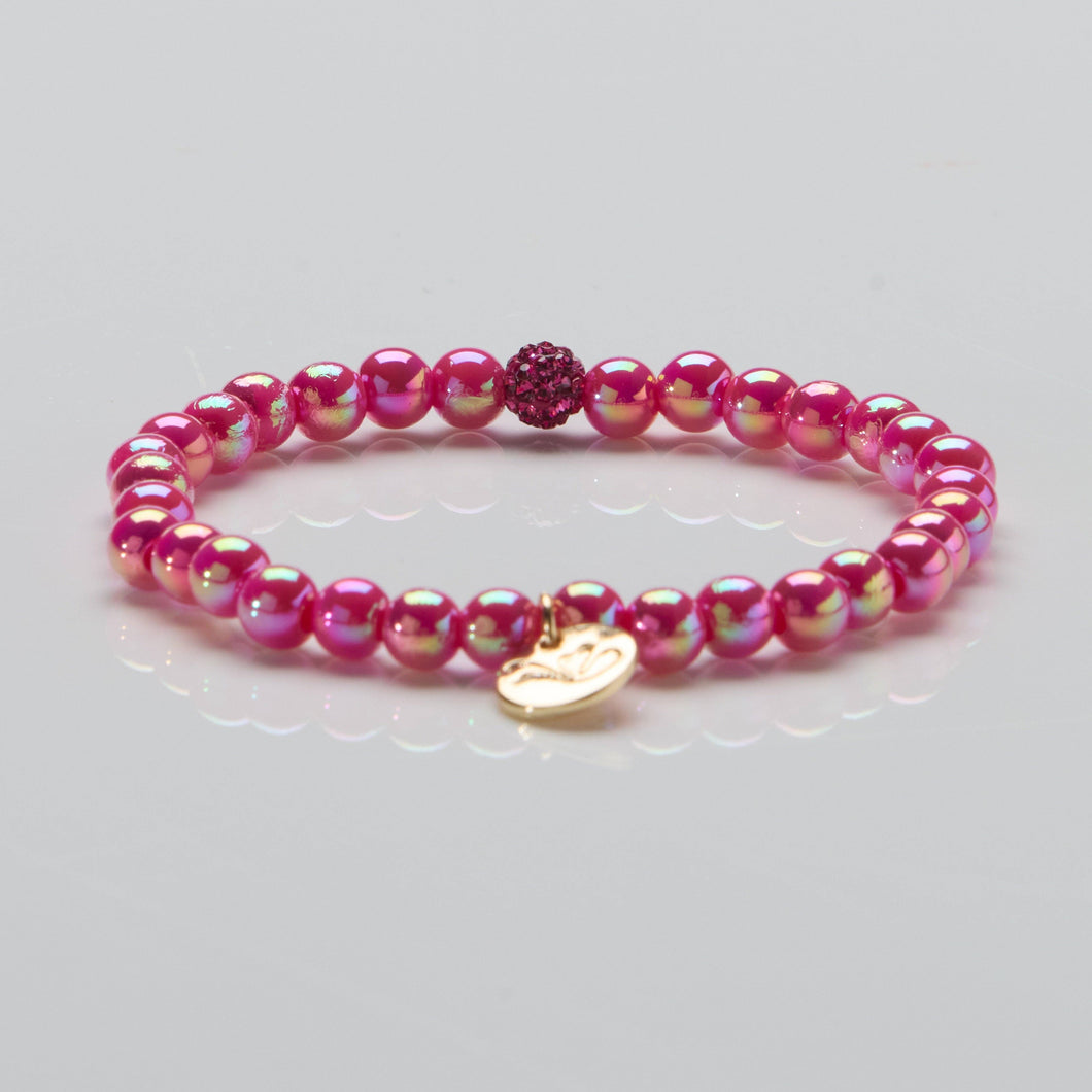 Ella in Love Perlenarmband 6mm Ø mit Glitzerperle Pink Mirage 
