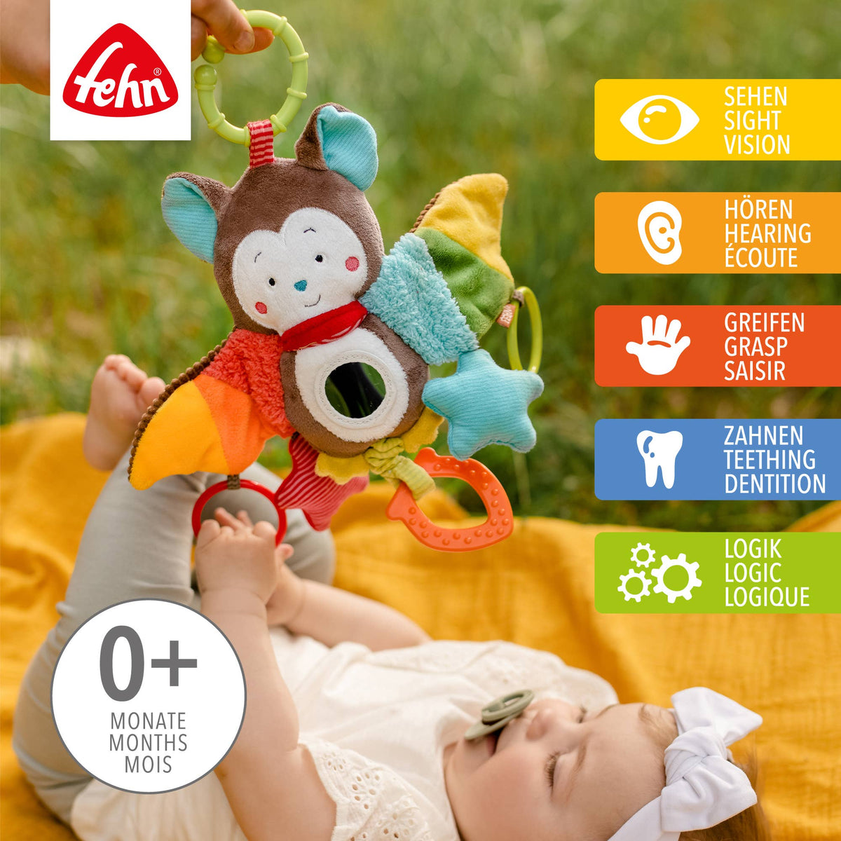 Fehn Activity Fledermaus Babyspielzeug Motorik zum Aufhängen3