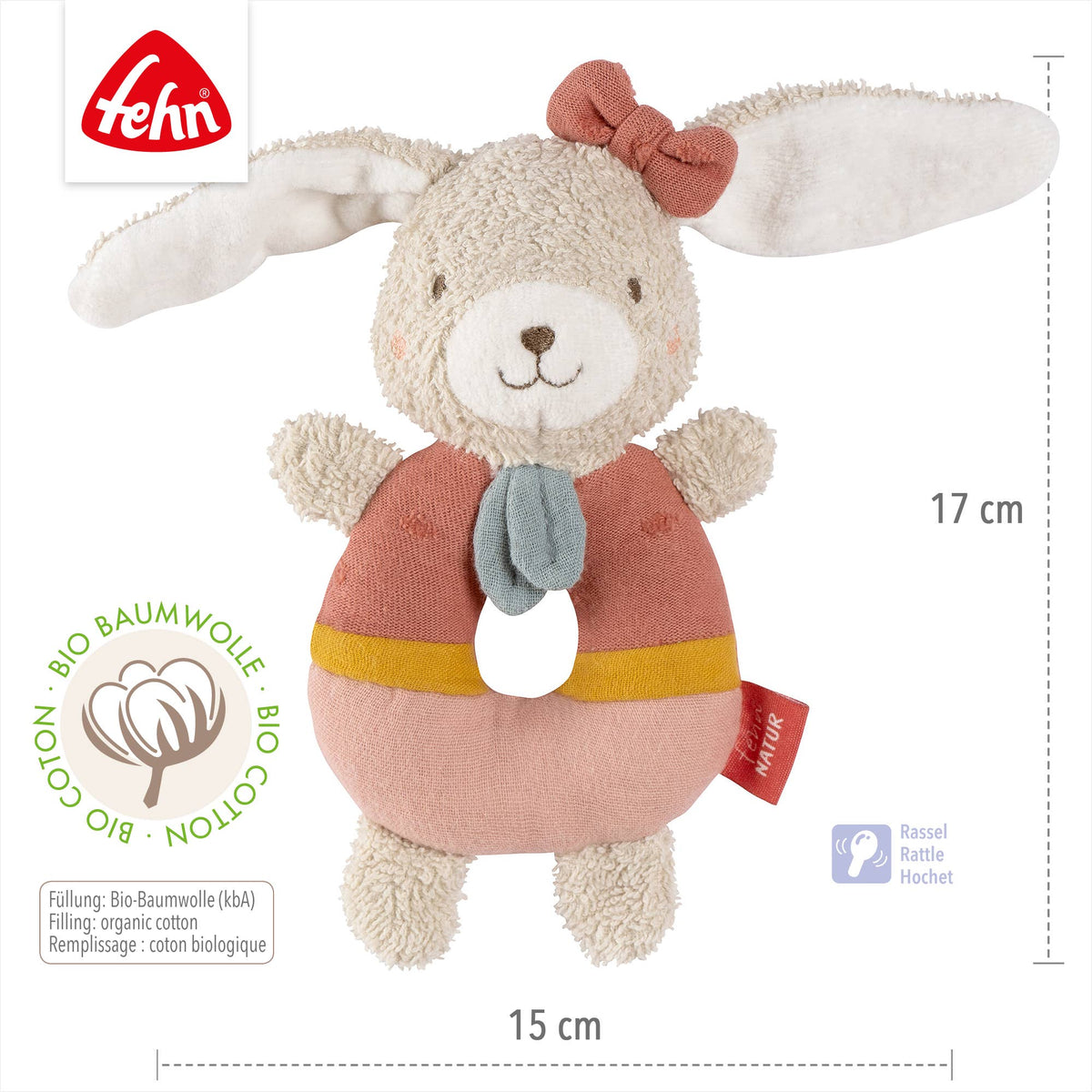 Fehn Ring Greifling Hase Fehn Natur Motorikspielzeug mit Rassel6