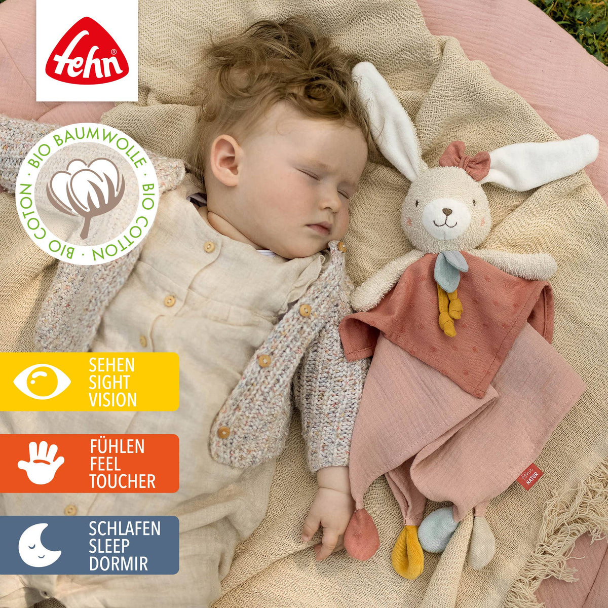 Fehn Schmusetuch Hase Fehn Natur Einschlafhilfe &amp; Schnuffeltuch Babyspielzeug2