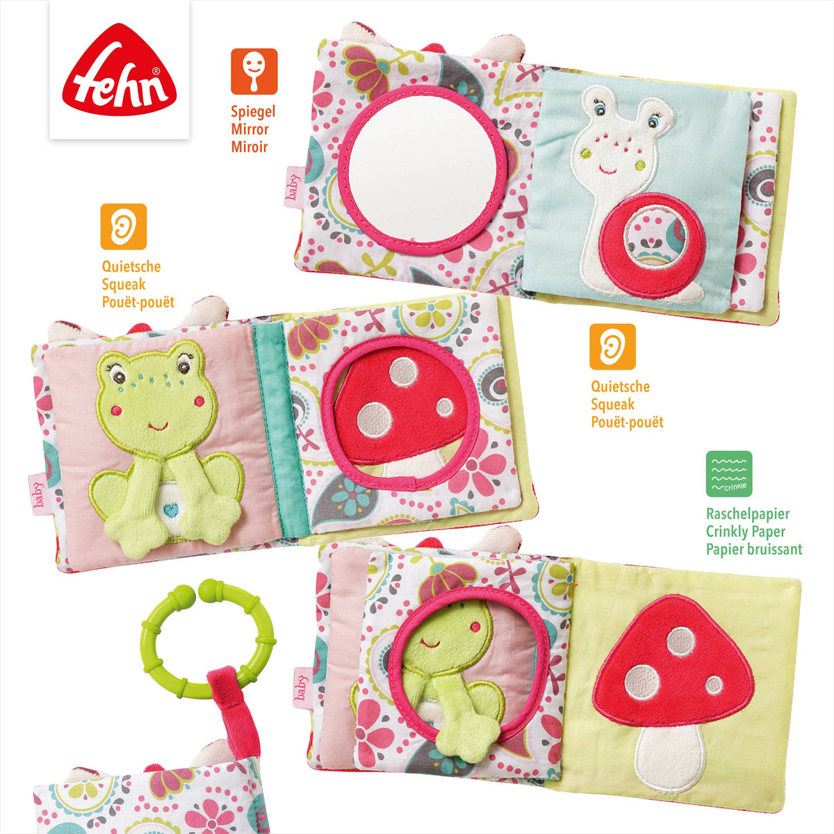 Fehn Stoffbuch Rehkitz Fühlbuch mit Tier-Motiven Babyspielzeug3