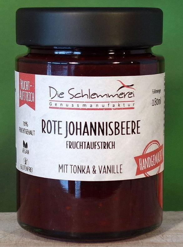 Fruchtaufstrich ROTE JOHANNISBEERE mit Tonka & Vanille Handgemacht 180ml