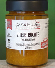 Load the picture into the gallery viewer, Fruchtaufstrich ZITRUSFRÜCHTE &amp; Minze Die Schlemmerei Genussmanufaktur Handgemacht 180ml
