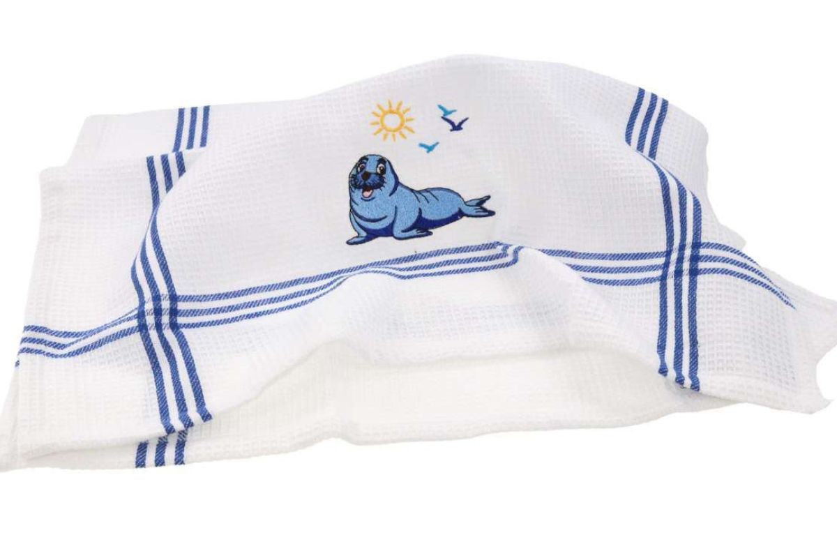 Geschirrtuch Robbe Sonne 50x70cm Waffelstruktur Maritimer Stil 