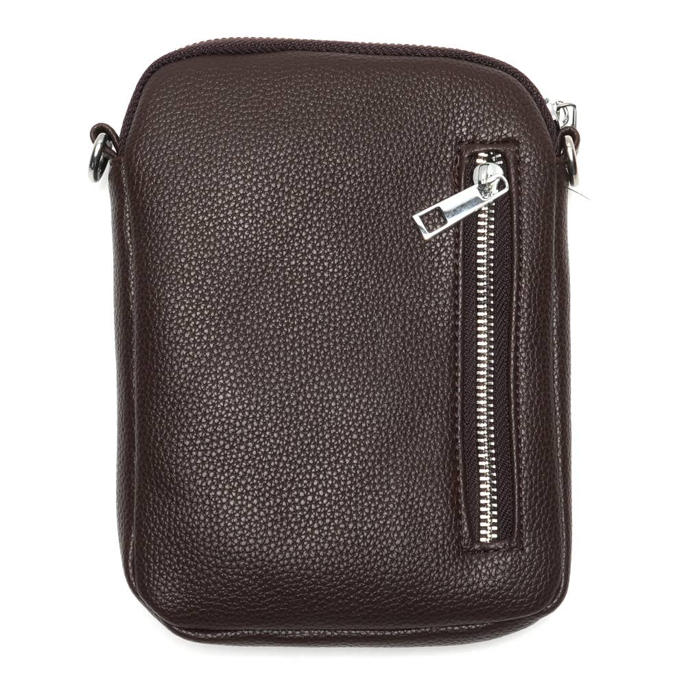 Handtasche Liva  Dunkelbraun Handytasche mit Schultergürtel LOT833