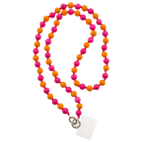 Handykette Perlen 16 mm Ø mit Befestigungsteil Pink Orange