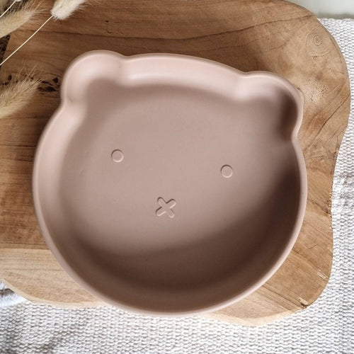 Kinder Bärenteller aus Silikon Kinderteller mit Saugnapf Farbe Sand
