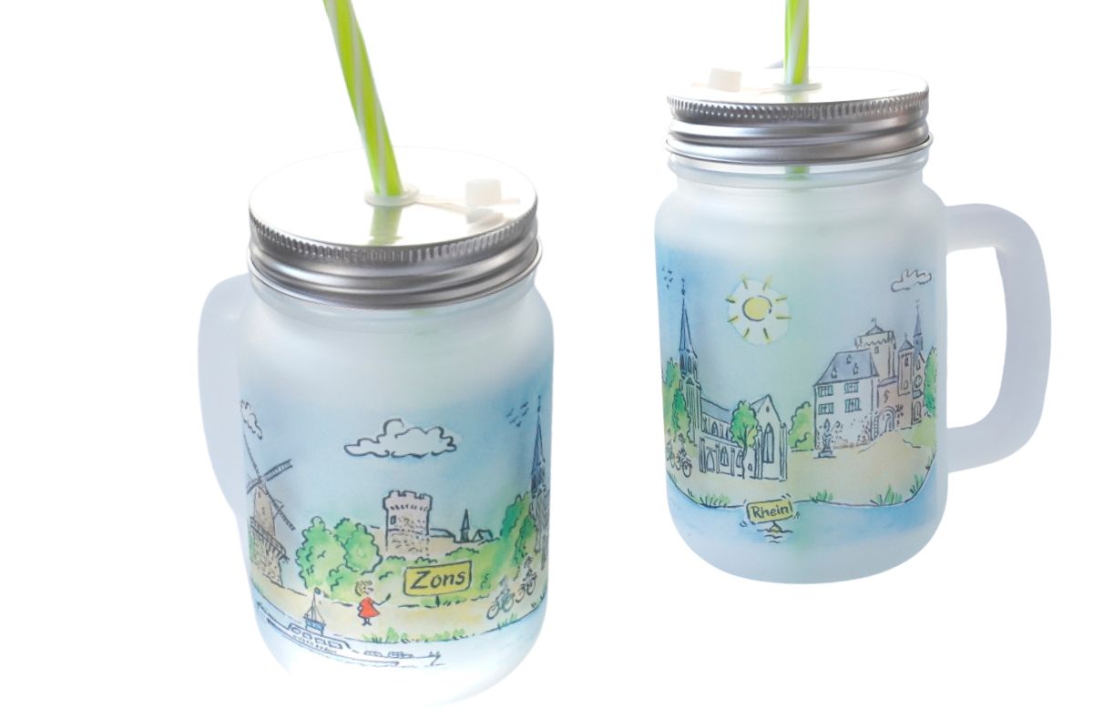 Schraubglas mit Strohhalm 450ml Zons am Rhein Souvenir Feste Zons13