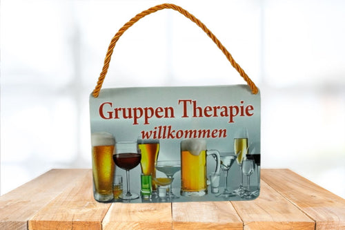Deko Blechschild Aufhänger Gruppen Therapie willkommen