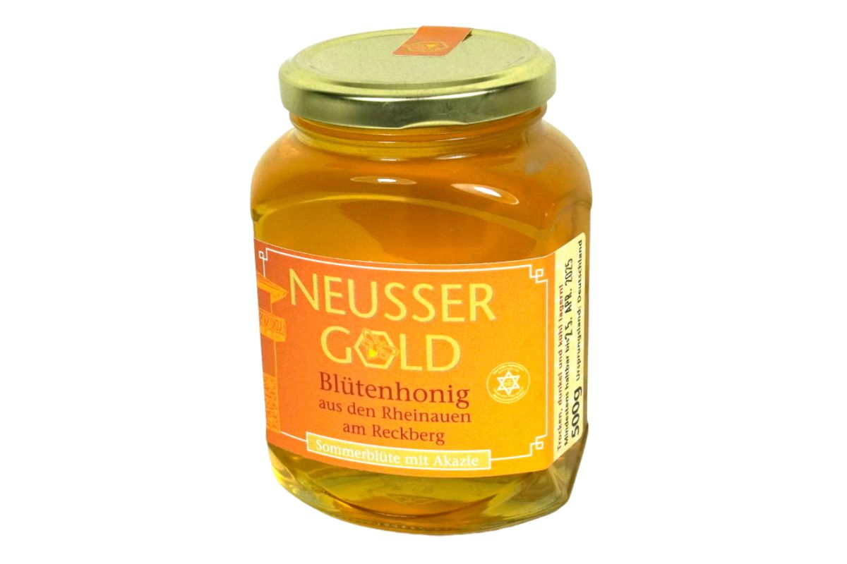 Neusser Gold Blütenhonig Sommerblüte mit Akazie aus den Rheinauen 500gr. Glas7