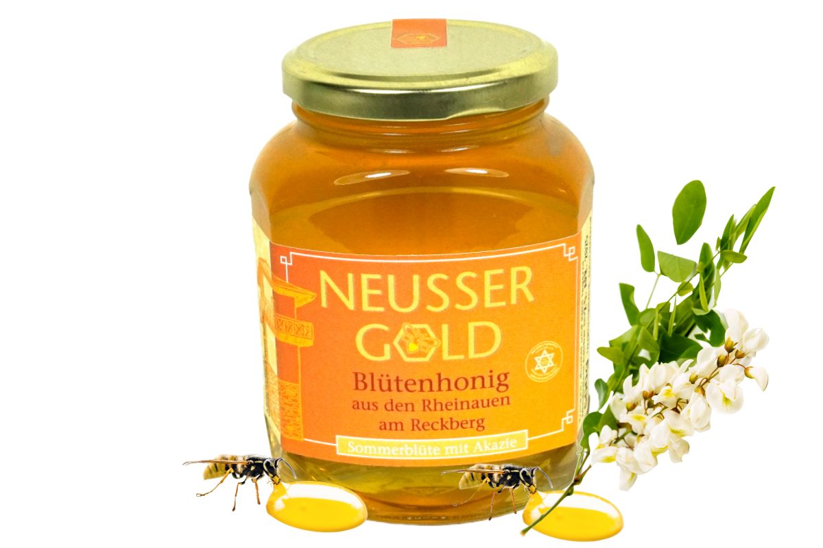 Neusser Gold Blütenhonig Sommerblüte mit Akazie aus den Rheinauen 500gr. Glas