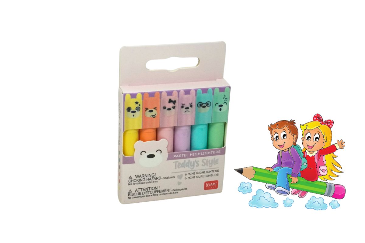 Legami 6 Mini-Textmarker Teddy’s Mood Pastellfarben2