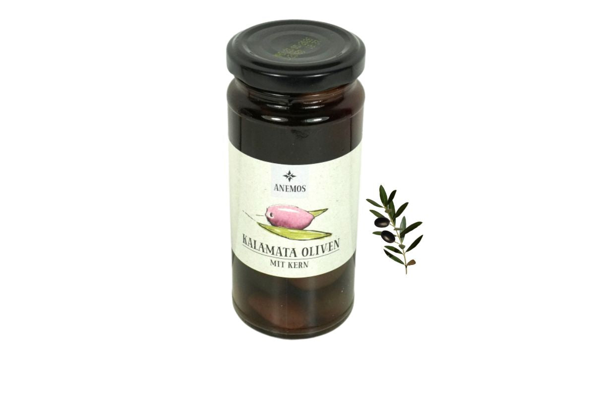 Schwarze Kalamata Oliven mit Kern in Lake ANEMOS 227 g3