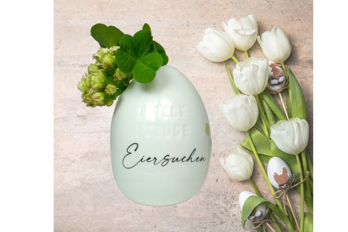 Good old friends Eiervase Friede Freude Eierkuchen Oster Deko Handarbeit 8cm2