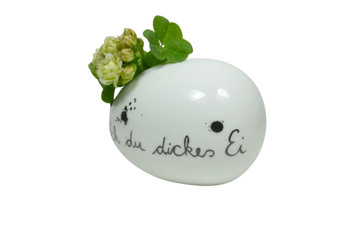 Good old friends Eiervase Ach du dickes Ei Oster Deko Handarbeit 8cm