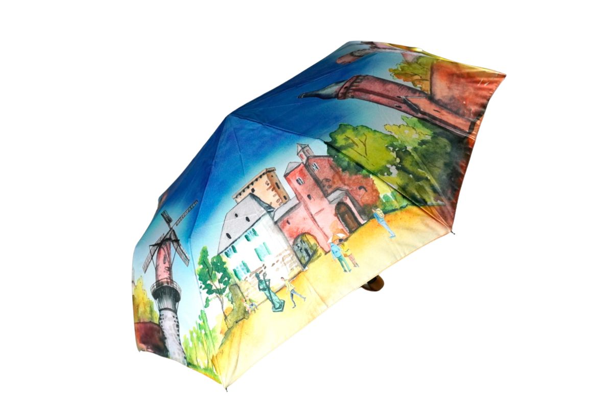 Taschenschirm Regenschirm Aquarell Druck Zons Ansichten Zons Souvenir6