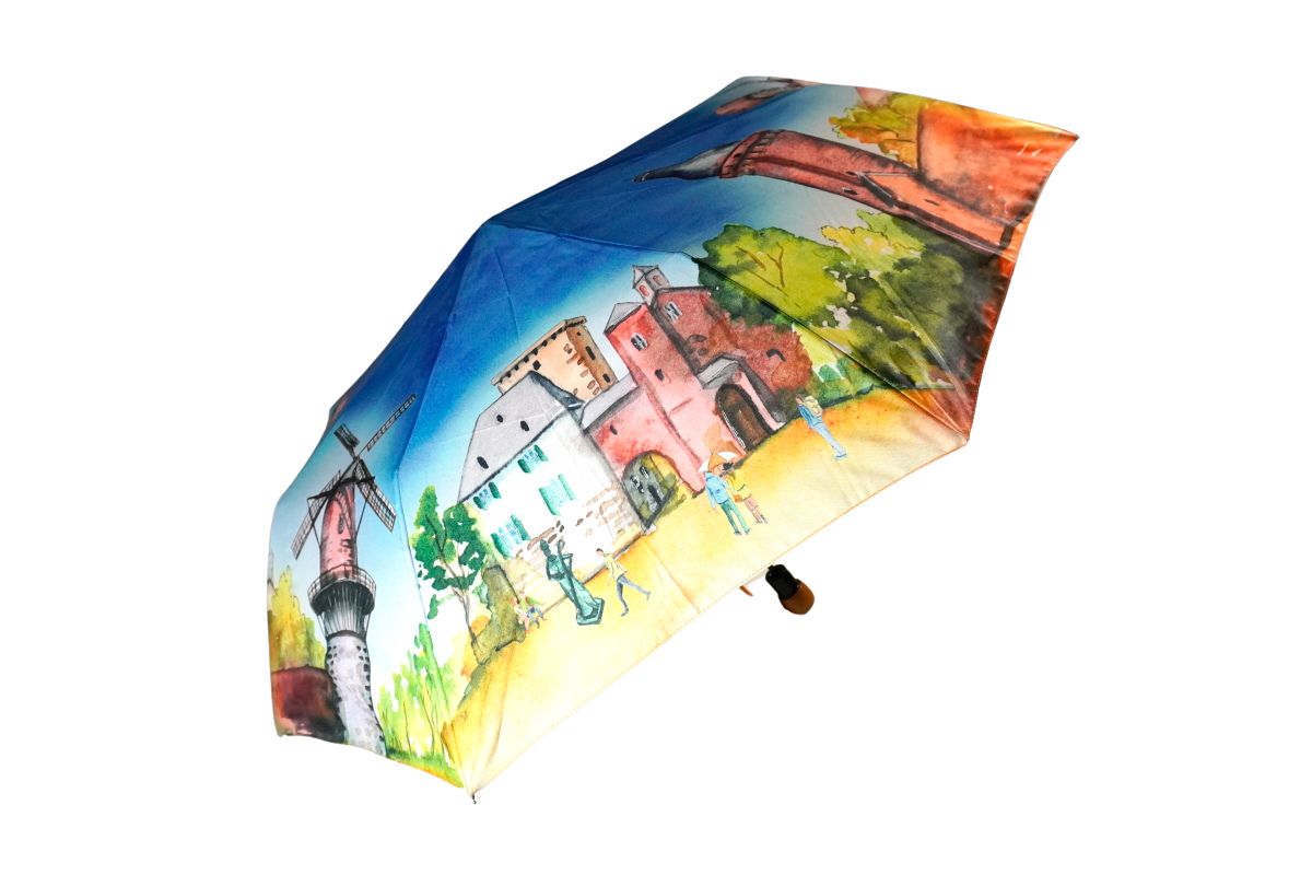 Taschenschirm Regenschirm Aquarell Druck Zons Ansichten Zons Souvenir5