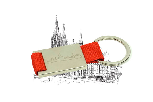 Schlüsselanhänger Kölner Skyline Metall Textilband Rot Kölner Souvenir