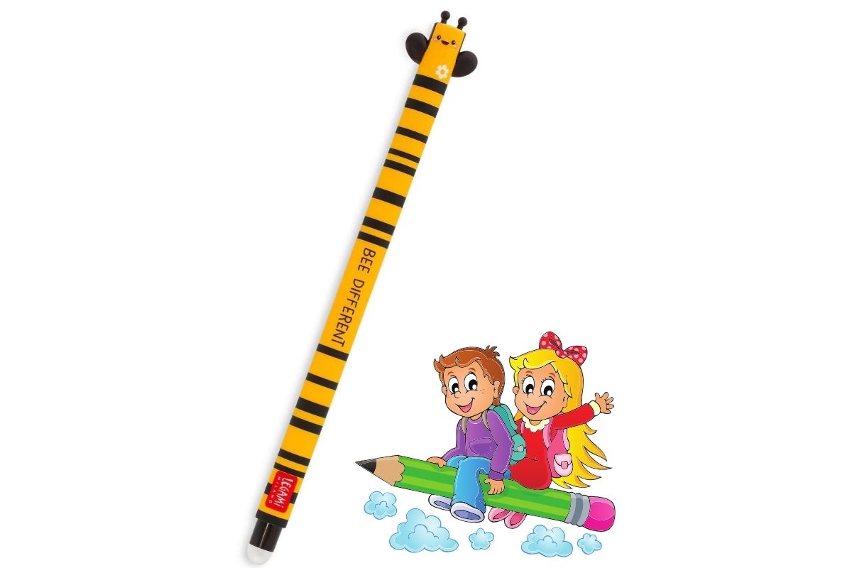Legami Erasable Pen mit Biene-Motiv! Bee Different Löschbarer Gelstift schwarze Tinte