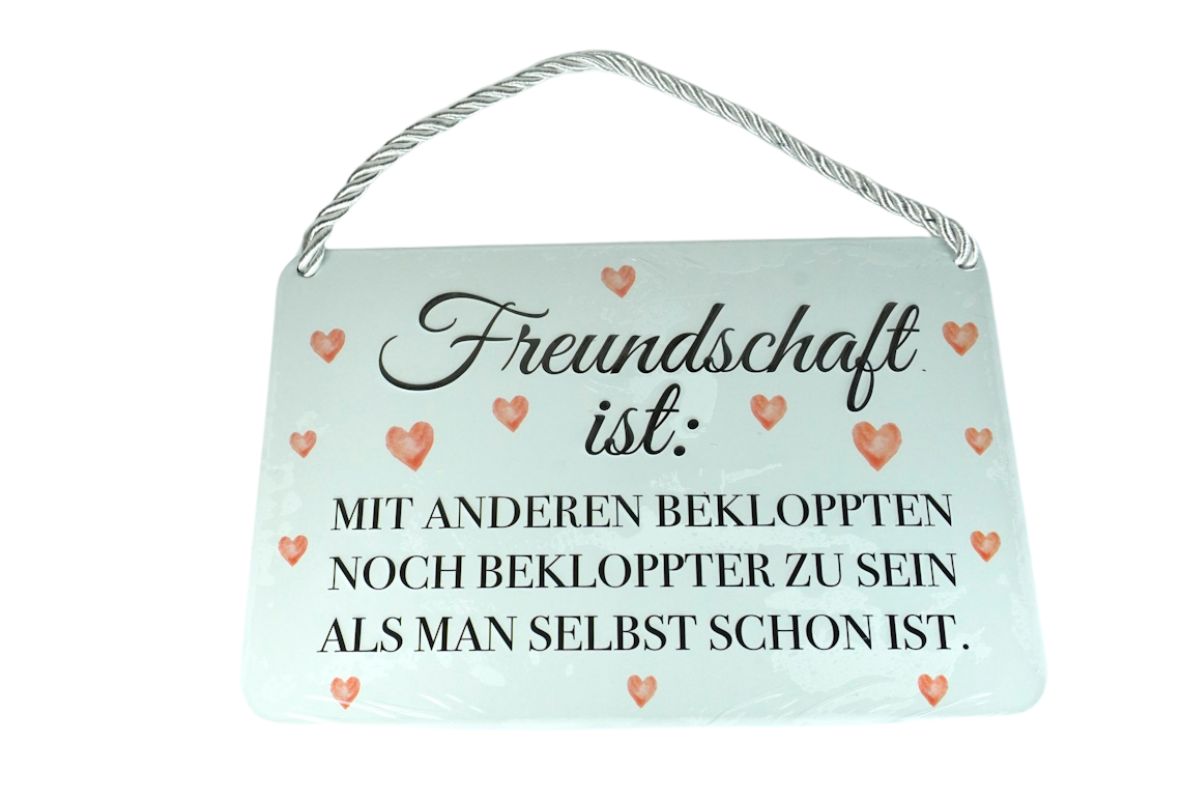 Deko Blechschild Kult Hänger Freundschaft ist: Mit Anderen Bekloppten Noch Bekloppter Zu Sein Als Man Selbst Schon Ist.