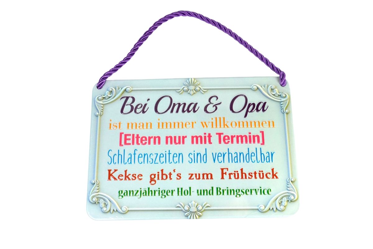 Deko Blechschild Kult Hänger Bei Oma &amp; Opa ist man immer willkommen (Eltern nur mit Termin)3