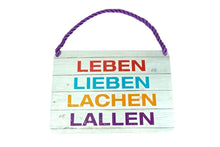 Lade das Bild in den Galerie-Viewer, Deko Blechschild Kult Hänger Leben Lieben Lachen Lallen2
