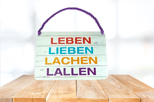 Deko Blechschild Kult Hänger Leben Lieben Lachen Lallen