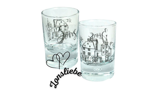 Schnapsglas Zons am Rhein Rheintor Sammlerstück Souvenir 2cl8